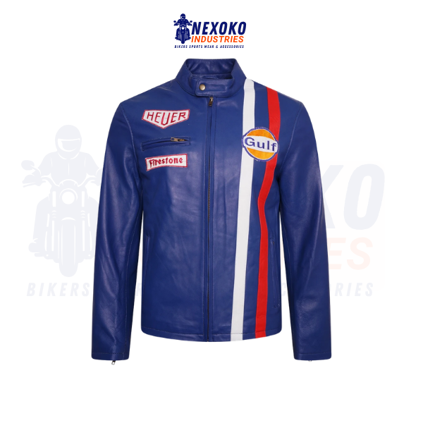 Le Mans Steve McQueen Blue Leather Jacket NIJ - 1207
